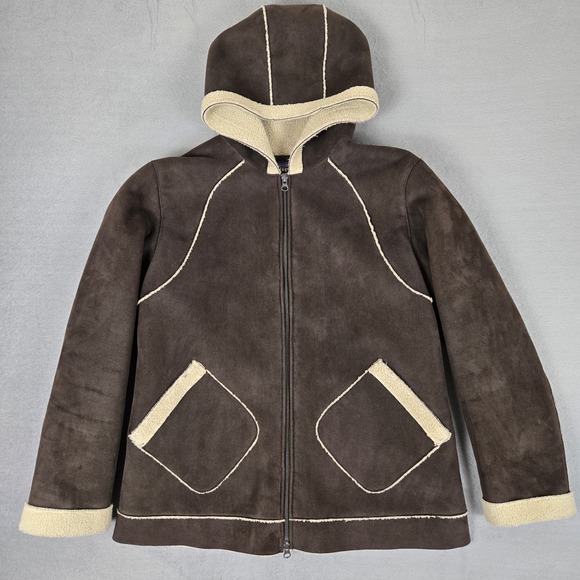 Patagonia Jackets & Blazers - Patagonia‎ Shearling Fleece Hoody Womens Large Brown Full Zip Coat Jacket 27030
